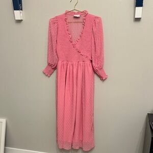 ASOS Pink Long Sleeve Ruffle Dress